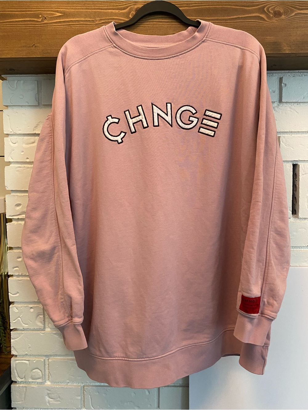 CHNGE 100% Organic Cotton Pink Unisex Medium Crew Neck Sweatshirt Oversized